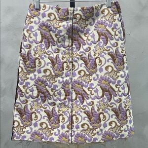 Prada Purple and Brown Brocade Pencil Skirt
